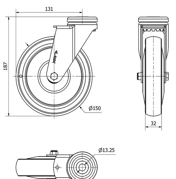R.GIR.AGUJERO M12 20A150CP-PGCSB POLIUR.GRIS CONDUCT.EJE BOLAS