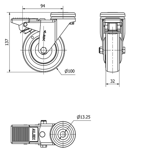 R.GIR.AGUJERO M12 FRENO 20AFD100CP-PGCSB POLIUR.GRIS CONDUCT.BOLAS