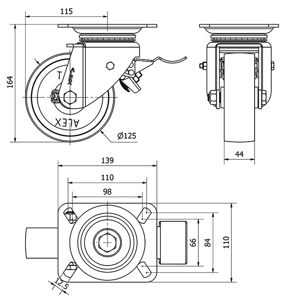 R.GIR.PLACA FRENO 10TVFD125-TA HIERRO FUNDIDO EJE LISO