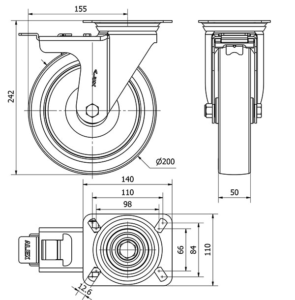 R.GIR.PLACA FRENO INOX.10ZVIFD200-PO NYLON BLANCO-POLIUR.ROJO LISO