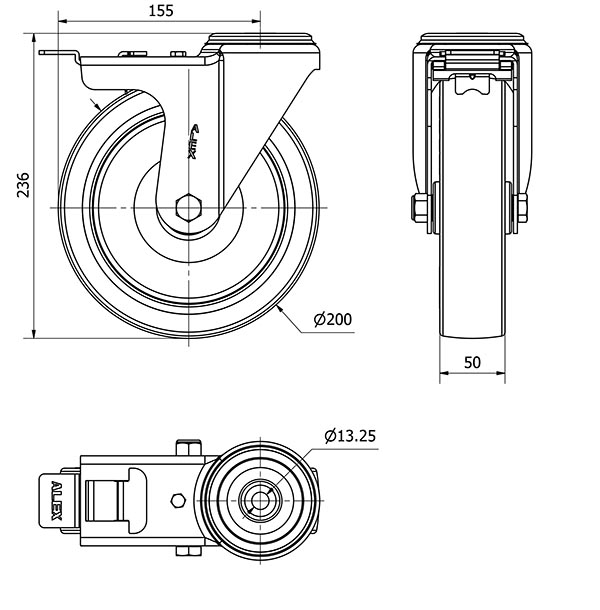 R.GIR.AGUJ.M12 FR.INOX.20ZVIFD200-PO NYLON BLANCO-POLIUR.ROJO LISO