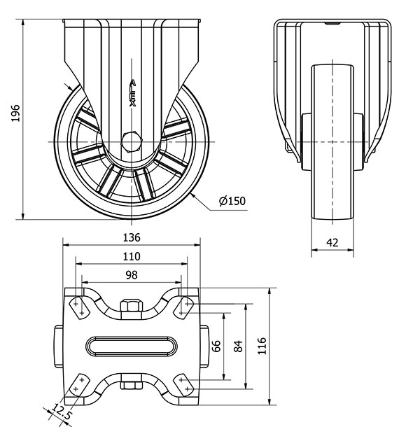 R.FIJA 17ZV150-TD RESINA MARRON EJE LISO