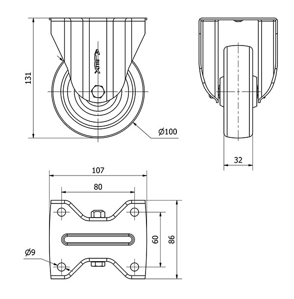 R.FIJA INOX.17ZVLI100-TD RESINA MARRON EJE LISO