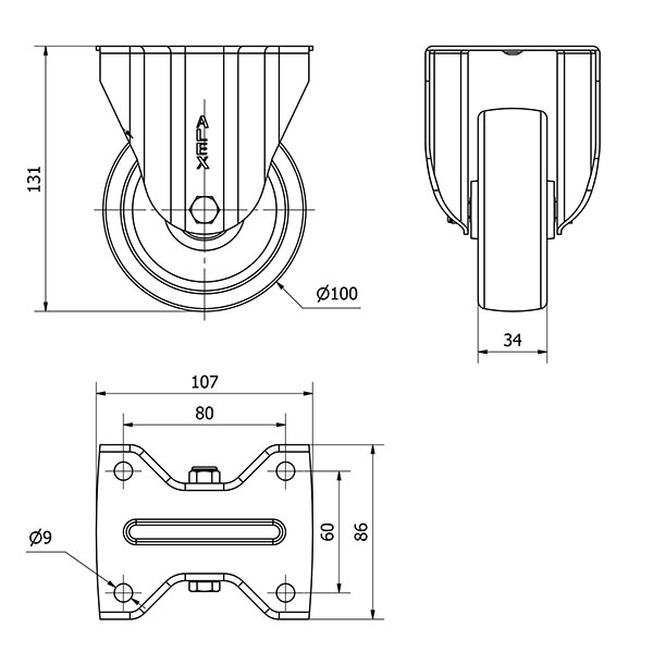 R.FIJA INOX.17ZVLI100-UT POLIAMIX BLANCO EJE LISO