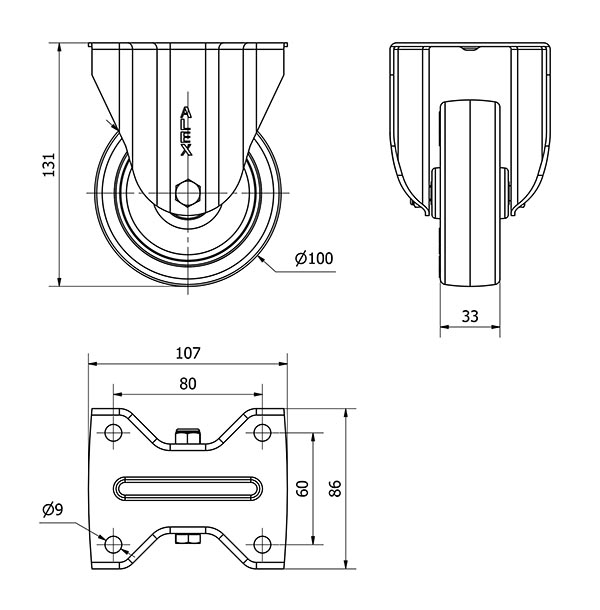 R.FIJA INOX.17ZVLI100-PO NYLON BLANCO-POLIUR.ROJO EJE LISO