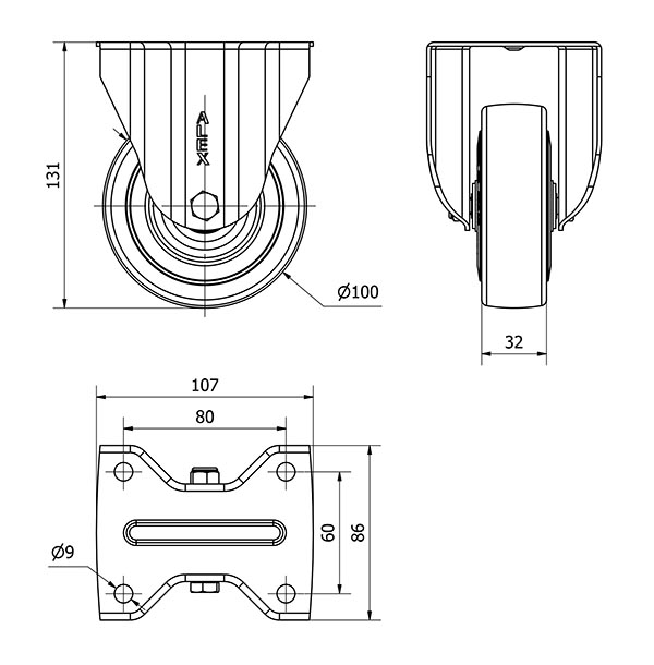 R.FIJA INOX.17ZVLI100-PGAN POLIAMIX-GOMA GRIS EJE LISO