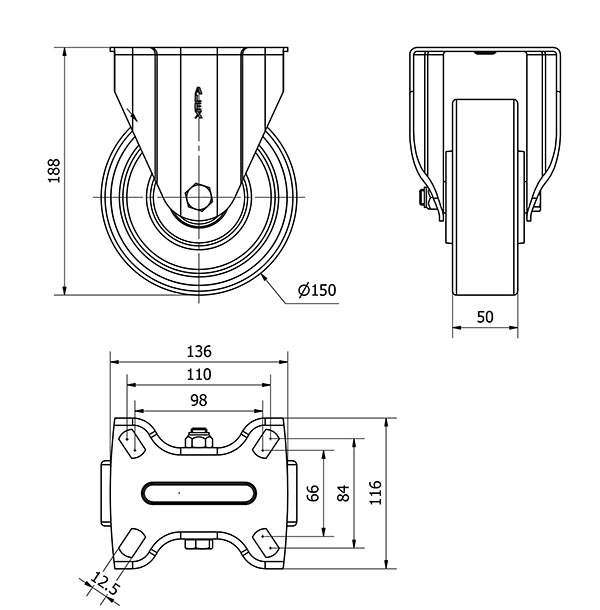 R.FIJA 17TV150-HUB HIERRO-POLIUR.NARANJA EJE BOLAS