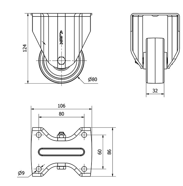 R.FIJA 17TV80-FT NYLON BLANCO EXTRAFUERTE EJE LISO