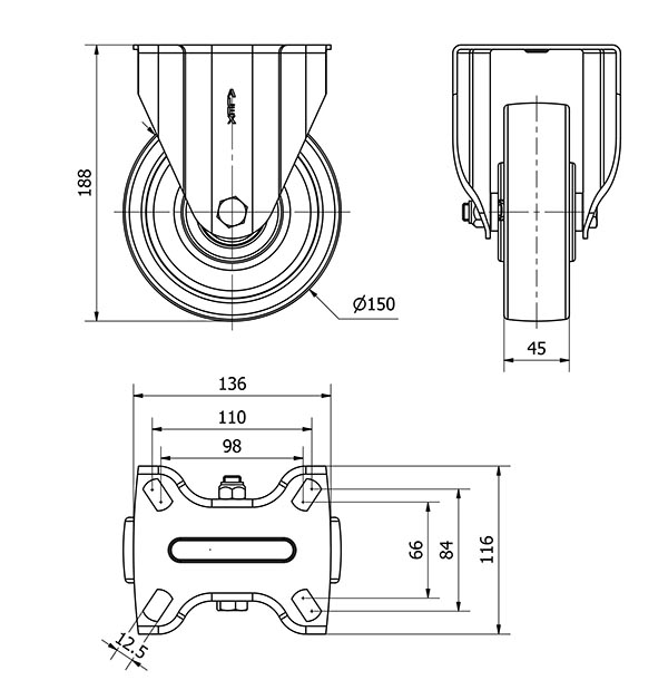 R.FIJA 17TV150-FTB NYLON BLANCO EXTRAFUERTE EJE BOLAS