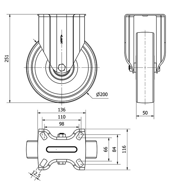 R.FIJA 17TV200-FTB NYLON BLANCO EXTRAFUERTE EJE BOLAS