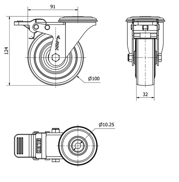 R.GIR.AGUJ.M10 FRENO INOX.20ZVLIFD100-PGAN POLIAMIX-GOMA GRIS LISO
