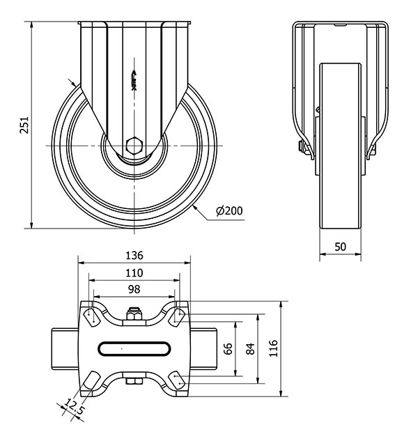 R.FIJA 17TV200-HUB HIERRO-POLIUR.NARANJA EJE BOLAS