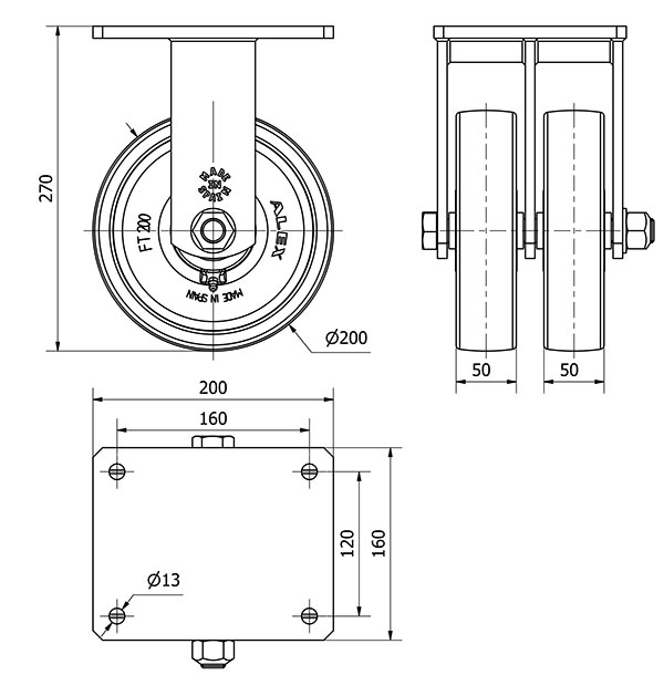R.FIJA 17HLG200-FTB NYLON BLANCO EXTRAFUERTE (DOBLE) EJE BOLAS