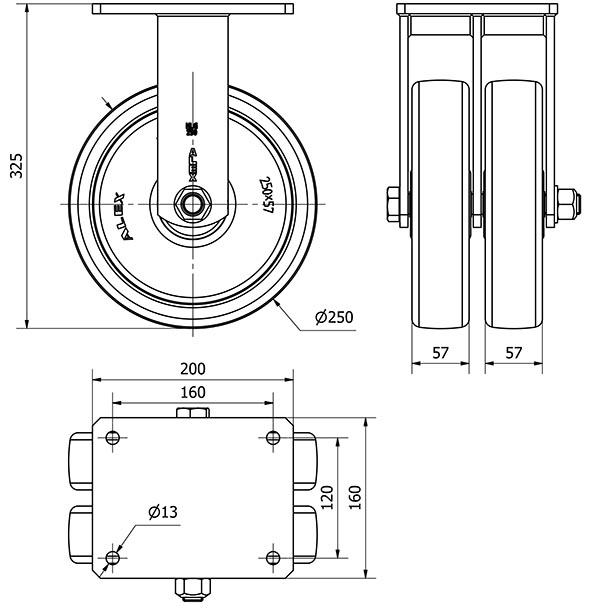R.FIJA 17HLG250-FT NYLON BLANCO EXTRAFUERTE (DOBLE) EJE LISO