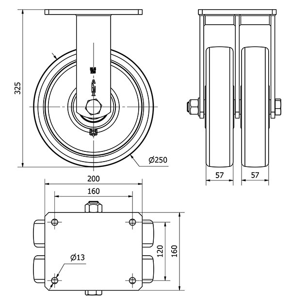 R.FIJA 17HLG250-FTB NYLON BLANCO EXTRAFUERTE (DOBLE) EJE BOLAS