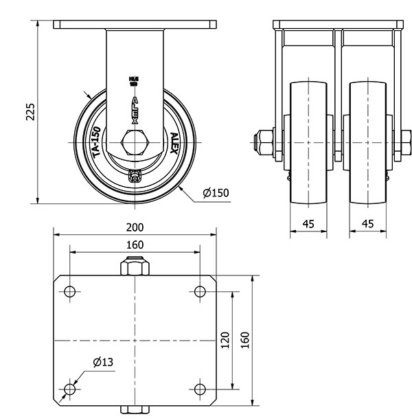 R.FIJA 17HLG150-CIB HIERRO FUNDIDO(DOBLE) EJE BOLAS