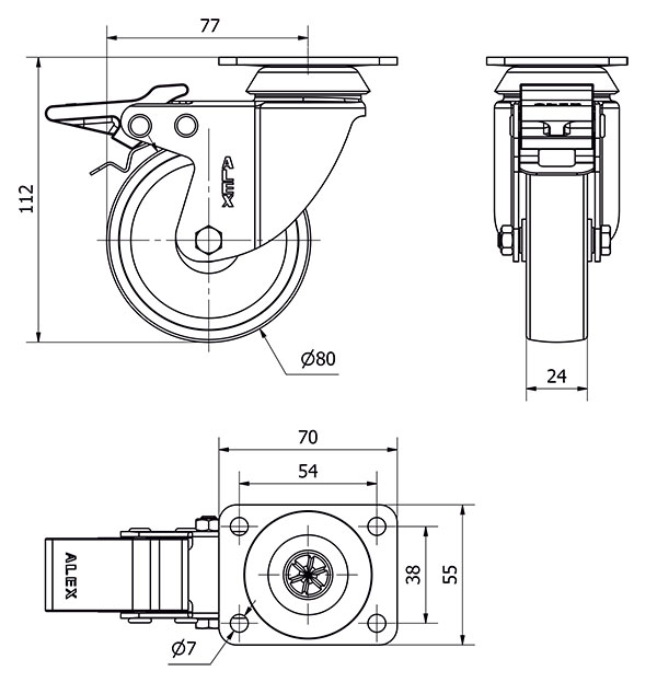 R.GIR.PLACA FRENO 10BHFD80-SL PLASTICO BLANCO EJE LISO