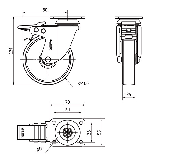 R.GIR.PLACA FRENO 10BHFD100-SL PLASTICO BLANCO EJE LISO