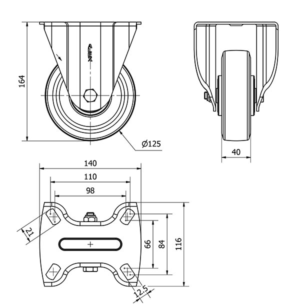 R.FIJA 17TV125-DEB ALUMINIO-GOMA NEGRA ELASTICA EJE BOLAS