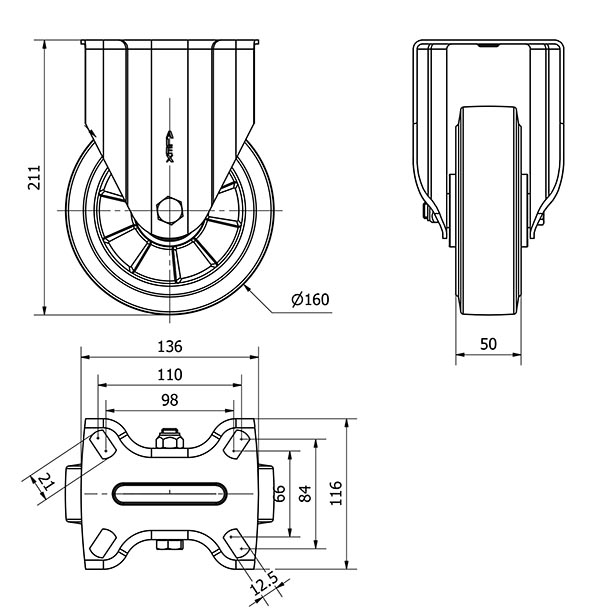 R.FIJA 17TV160-DEB ALUMINIO-GOMA NEGRA ELASTICA EJE BOLAS