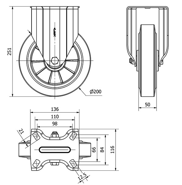 R.FIJA 17TV200-DEB ALUMINIO-GOMA NEGRA ELASTICA EJE BOLAS
