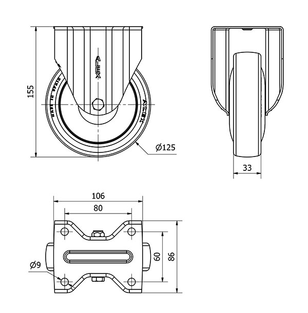 R.FIJA 17ZV125CP-PUISB POLIP.-POLIUR.GRIS EJE BOLAS