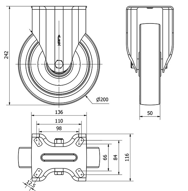 R.FIJA 17ZV200-POB NYLON BLANCO-POLIUR.ROJO EJE BOLAS