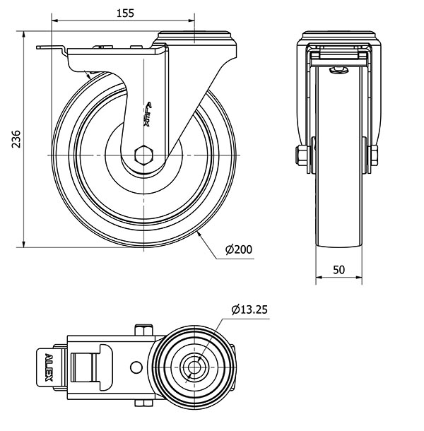 R.GIR.AGUJERO M12 FRENO 20ZVFD200-PO NYLON BLANCO-POLIUR.ROJO LISO