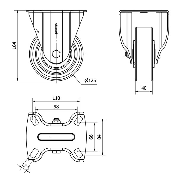 R.FIJA 17TV125-HUB HIERRO-POLIUR.NARANJA EJE BOLAS