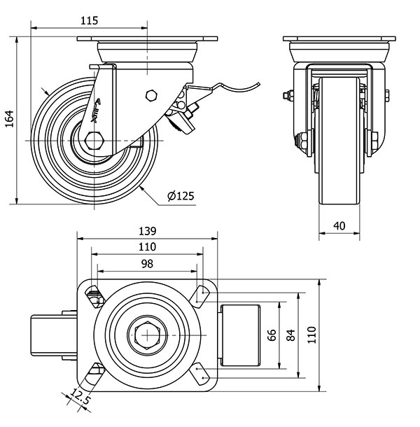 R.GIR.PLACA FRENO 10TVFD125-HUB HIERRO-POLIUR.NARANJA EJE BOLAS