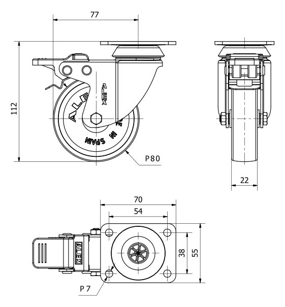 R.GIR.PLACA FRENO CROMADA 10BHDFD80-SLC POLICARBONATO TRANSP.LISO