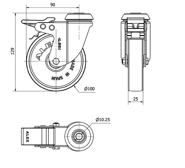 R.GIR.AGUJ.M10 FRENO CROMAD.20BHDFD100-SLC POLICARBONATO TRANSP.LISO