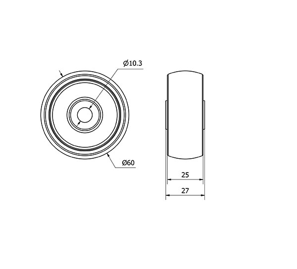RUEDA SLC62-10-27 POLICARBONATO TRANSPARENTE EJE LISO