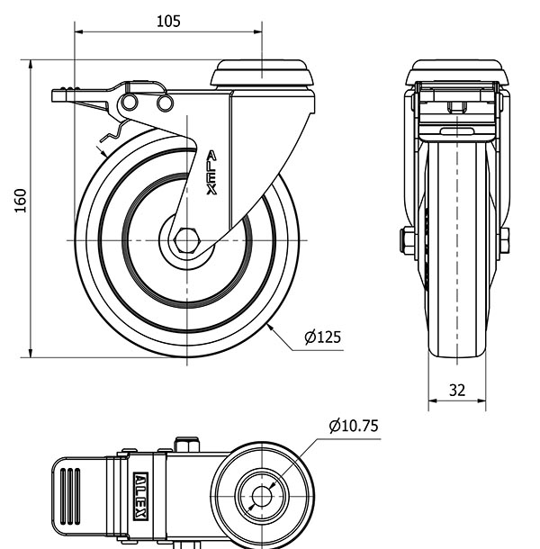 R.GIR.AGUJERO M10 FRENO 20BHAFD125CP-PGASB POLIAMIX-GOMA GRIS BOLAS
