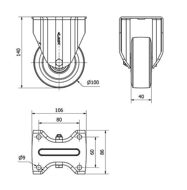 R.FIJA 17TV100-DEB ALUMINIO-GOMA NEGRA ELASTICA EJE BOLAS