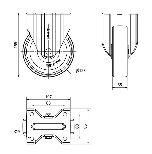 R.FIJA 17ZV125-UTR POLIAMIX BLANCO EJE RODILLOS