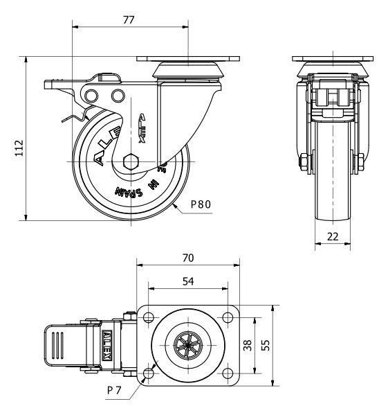R.GIR.PLACA FRENO 10BHFD80-SLC POLICARBONATO TRANSP. EJE LISO