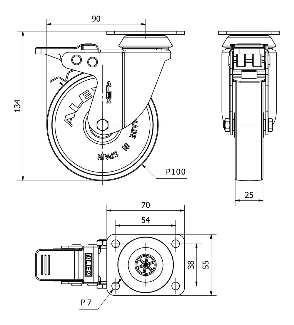R.GIR.PLACA FRENO 10BHFD100-SLC POLICARBONATO TRANSP. EJE LISO