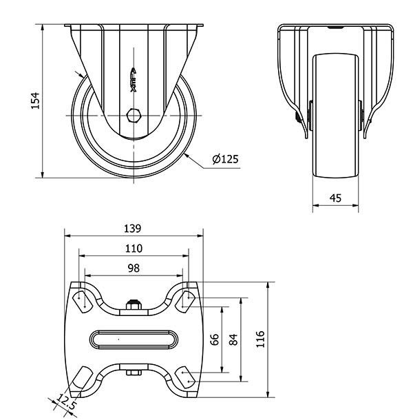 R.FIJA 17TVC125-TP POLIAMIX BLANCO EJE LISO
