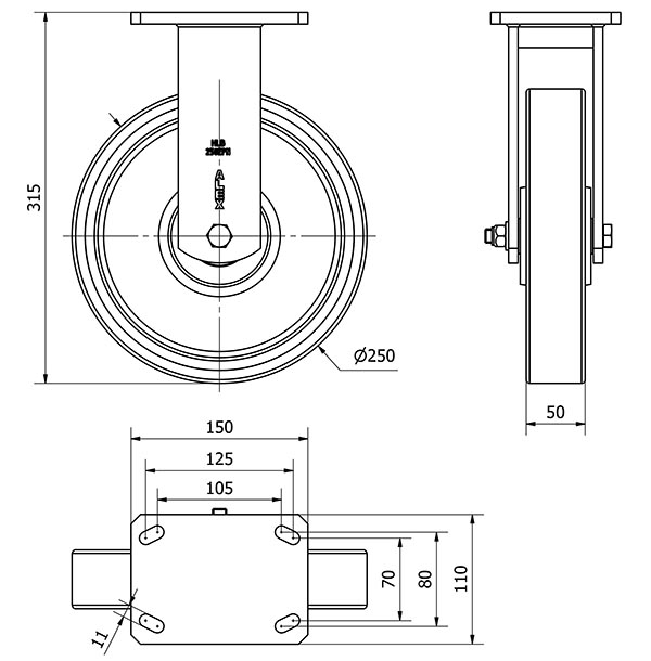 R.FIJA 17HLB250E-HUB HIERRO-POLIUR.NARANJA EJE BOLAS