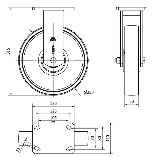 R.FIJA 17HLB250E-CIB HIERRO FUNDIDO EJE BOLAS