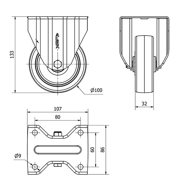 R.FIJA 17ZV100-PO NYLON BLANCO-POLIUR.ROJO EJE LISO
