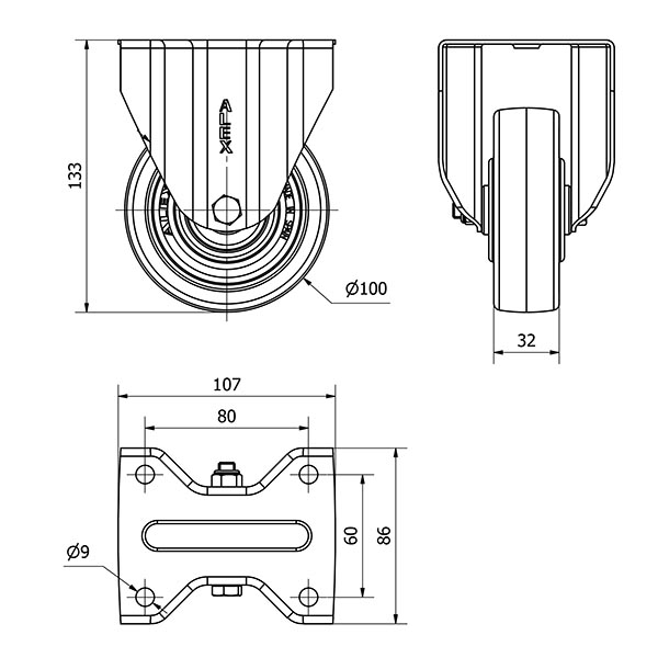 R.FIJA 17ZV100-POB NYLON BLANCO-POLIUR.ROJO EJE BOLAS