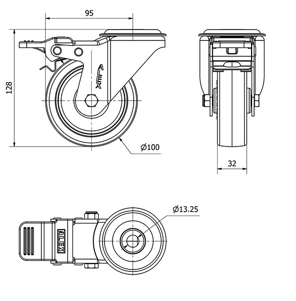 R.GIR.AGUJERO M12 FRENO 20ZVFD100-PO NYLON BLANCO-POLIUR.ROJO LISO