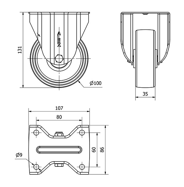 R.FIJA 17ZVL100-UTR POLIAMIX BLANCO EJE RODILLOS