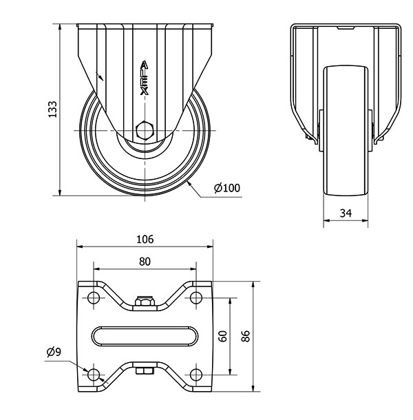 R.FIJA 17ZV100-UTR POLIAMIX BLANCO EJE RODILLOS