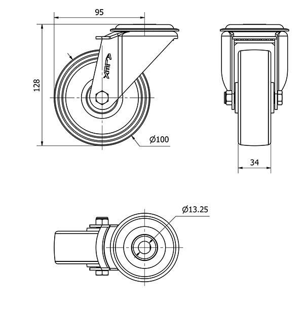 R.GIR.AGUJERO M12 20ZV100-UTR POLIAMIX BLANCO EJE RODILLOS