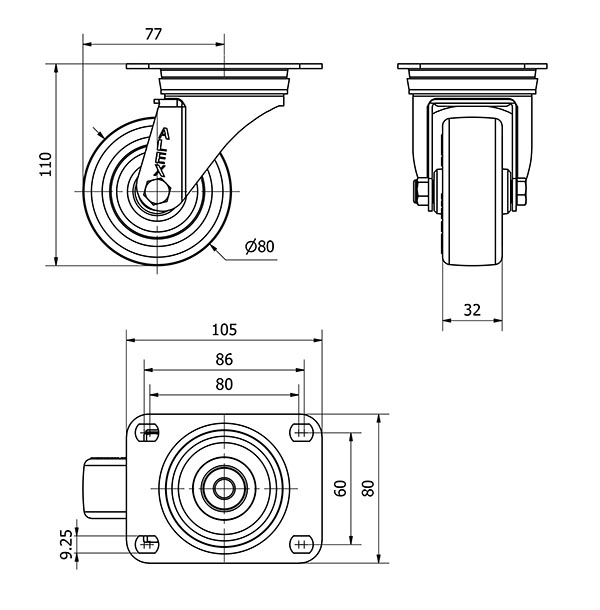 R.GIR.PLACA 10ZVL80-POL POLIAMIX BLANCO-POLIUR.MARRON EJE LISO