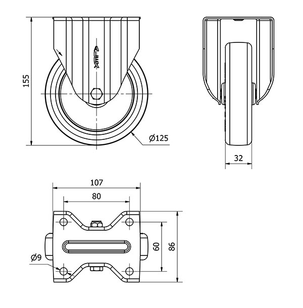 R.FIJA 17ZV125-POL POLIAMIX BLANCO-POLIUR.MARRON EJE LISO