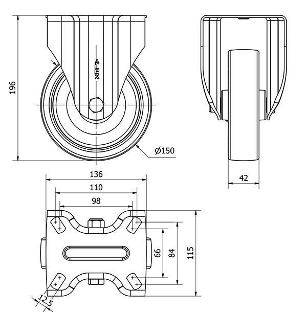 R.FIJA 17ZV150-POL POLIAMIX BLANCO-POLIUR.MARRON EJE LISO